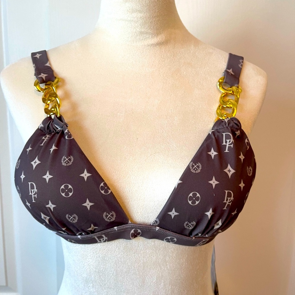 DIXXON Bougie Gold Dogger women’s swim bikini tops.